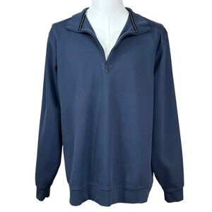 Allen Edmonds Blue Pima Cotton 1/4 Zip Pullover Knit Sweater Size XXL